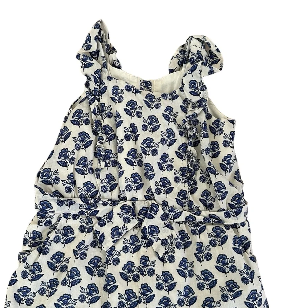 Janie & Jack Toddler Girls One Piece Ruffle Romper Blue & White 18 To 24 Months.